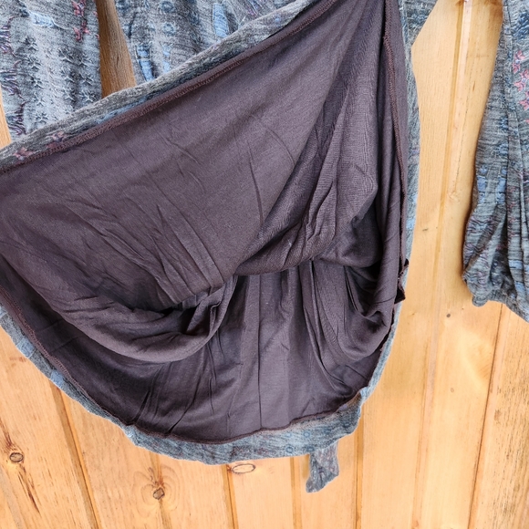 DIESEL Deep V-Neck Wrap Dress, Wool Blend, Gray White Pink Blue,  Size Small - Picture 4 of 8